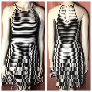 Striped Halter Skater Fit & Flare A-line Dress